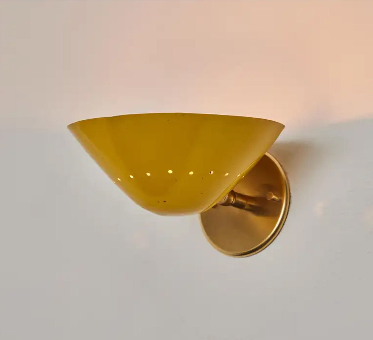 Brass Perforated wall sconce, handmade Round shade Italian wall light Fixture