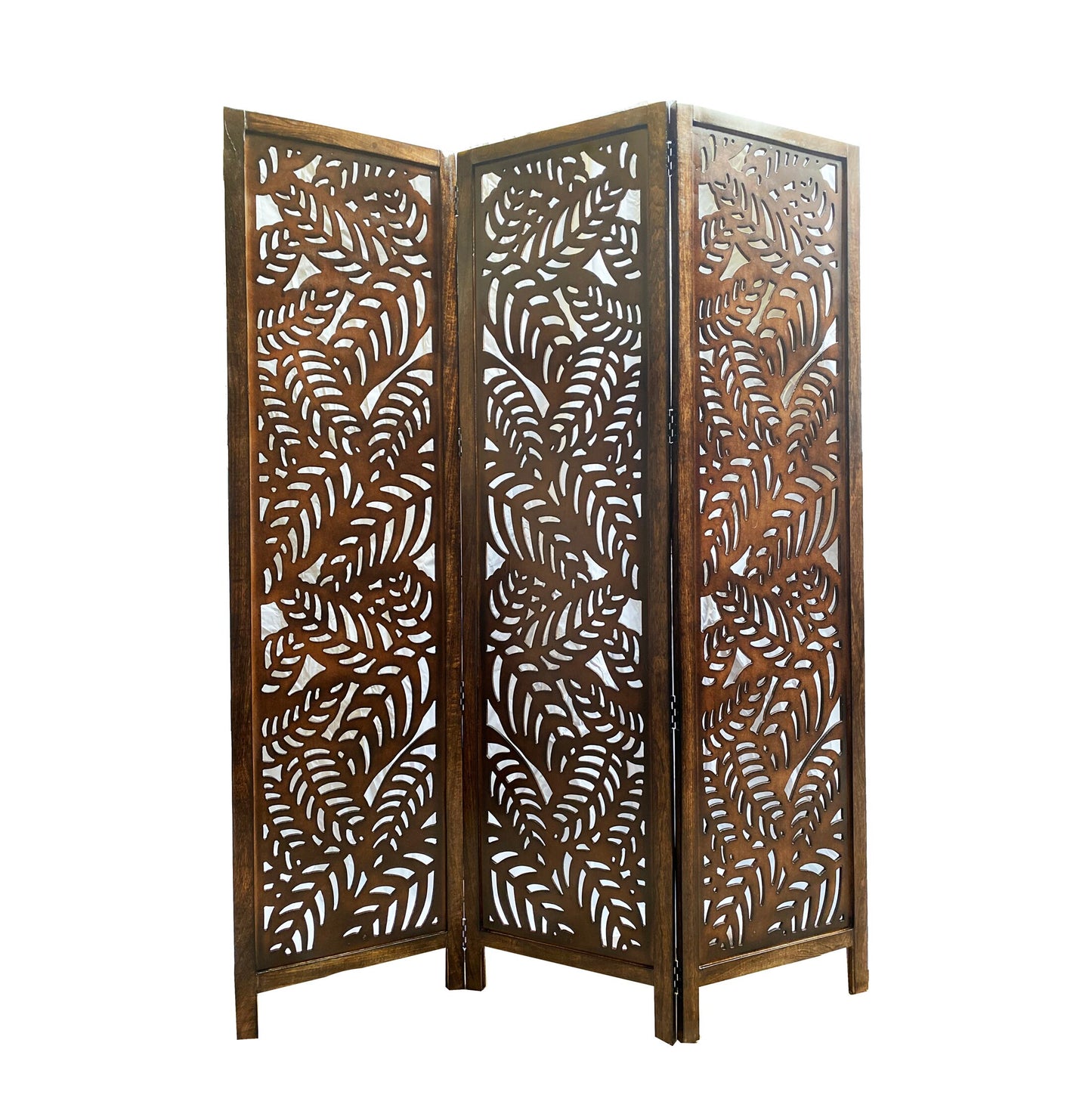 Leaves Design Wooden Folding Divider, Partition, Handmade Self standing separator