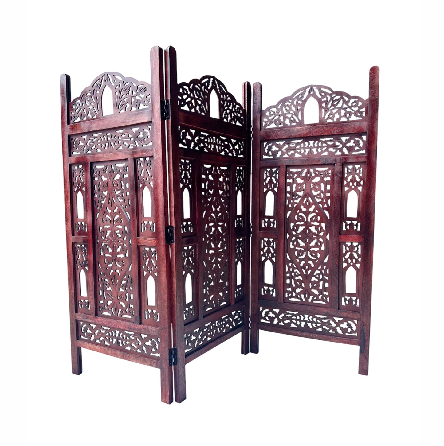 Mesh and Bell Style Wooden Folding Divider, Partition, Handmade Self standing separator