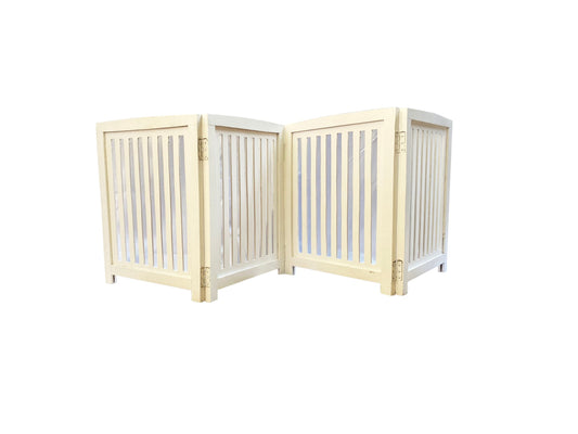 Handmade Mid-Century White Wooden Folding Room Divider