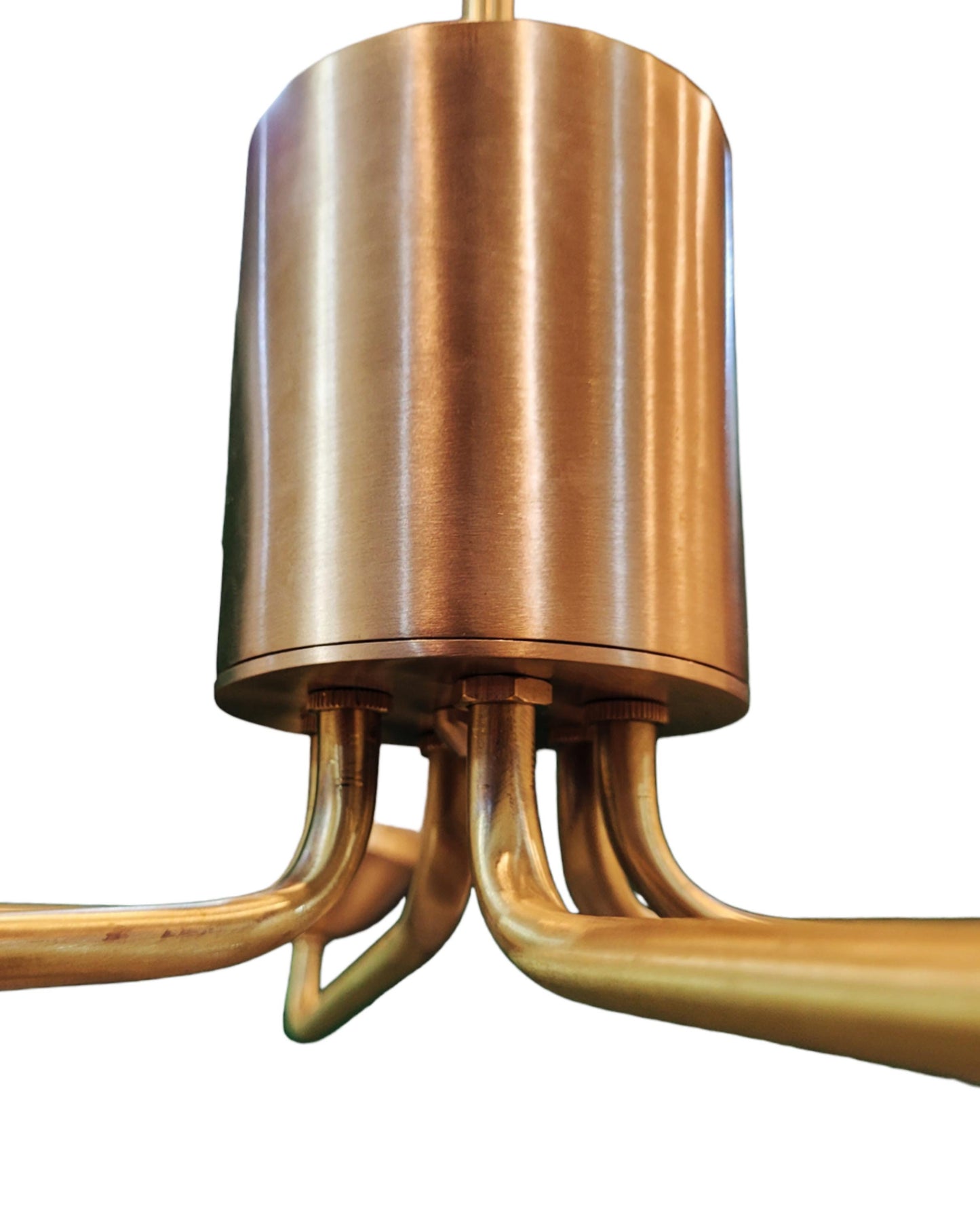 Opal Globe Sputnik Chandelier: Raw Brass Mid Century Modern Light