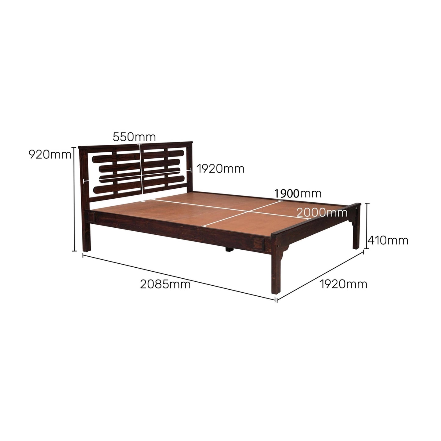 Handmade Slatted Mango Wood Bed Frame: Modern Bohemian Low Post