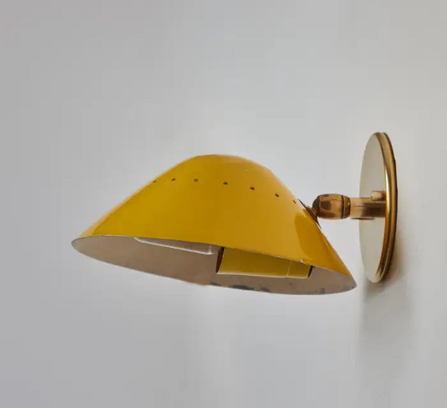 Brass Perforated wall sconce, handmade Round shade Italian wall light Fixture