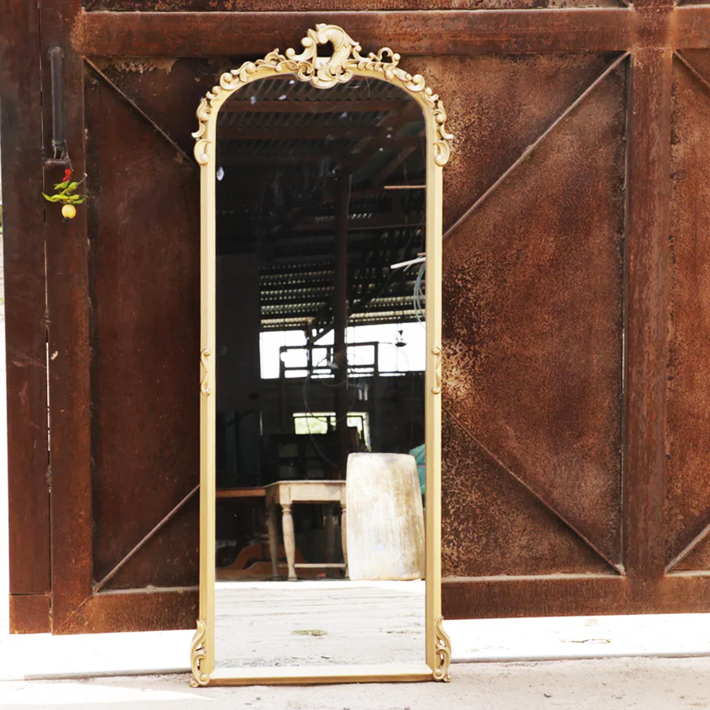 Handmade Royal Gold Wood Wall Mirror: Mid-Century Modern Decor (24x60 In.)