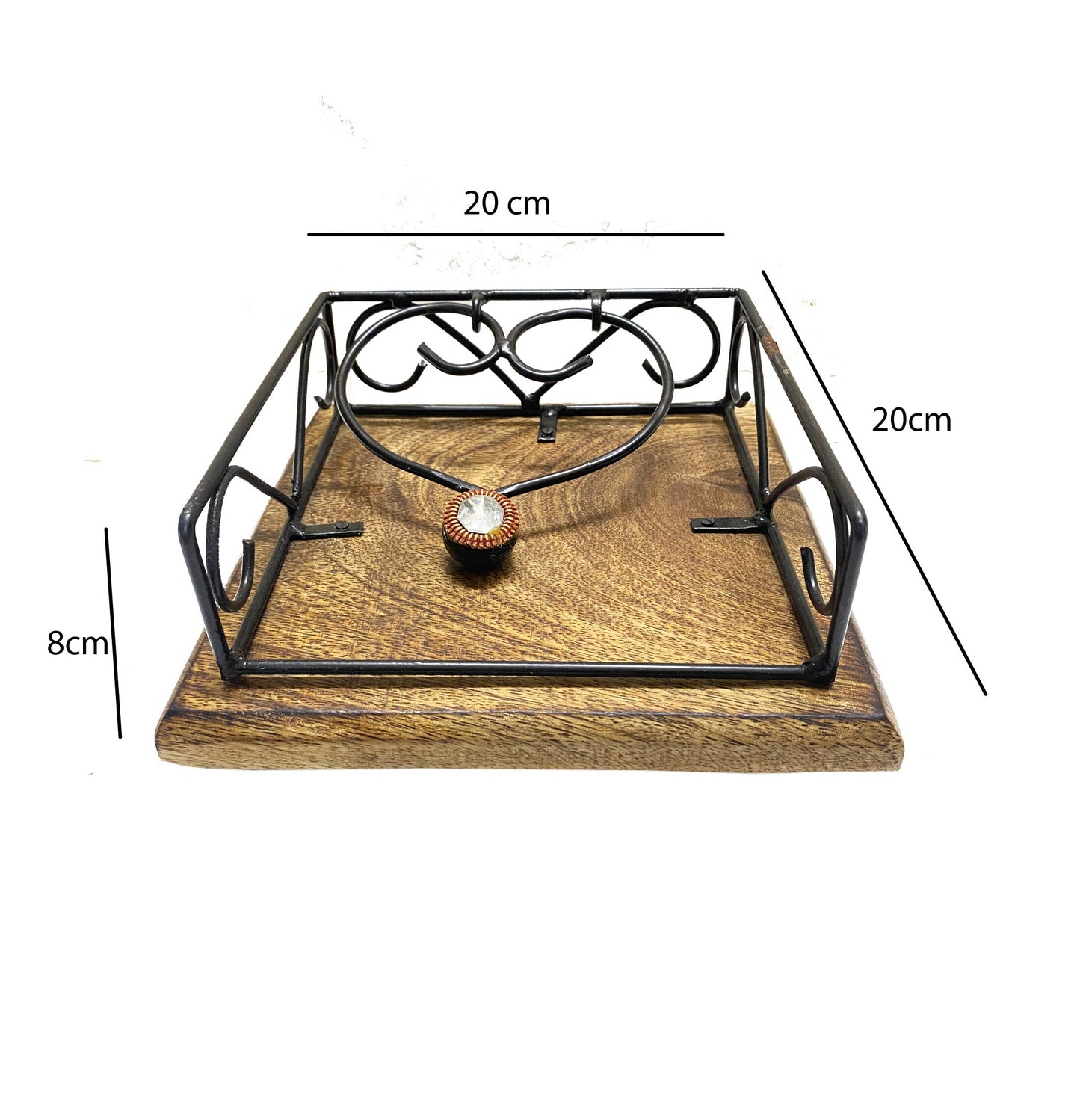 Handmade Wood & Wrought Iron Napkin Holder: Modern Tabletop Decor