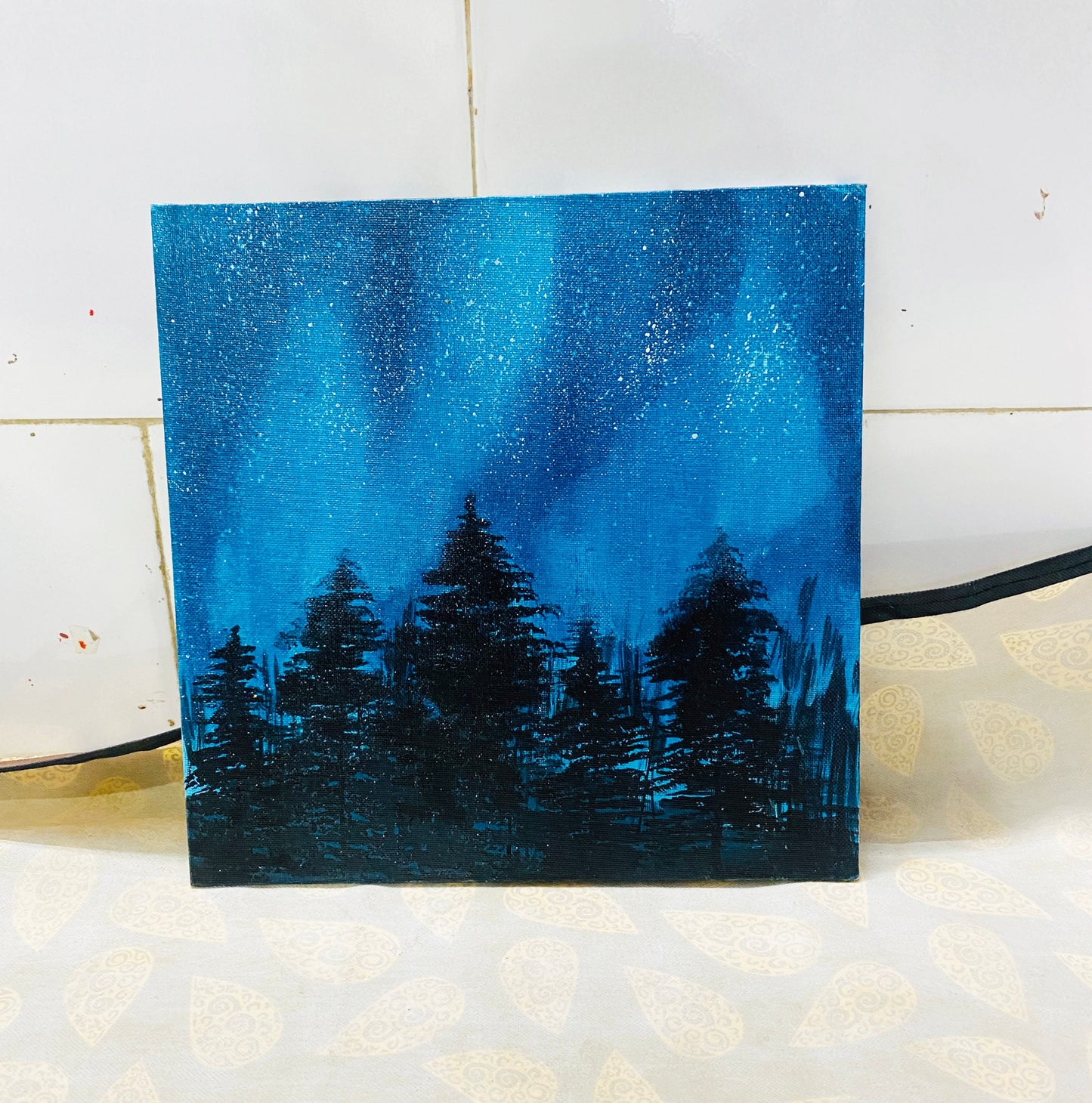 Hand Painted Northern Lights Painting on canvas, Wall décor for home and office