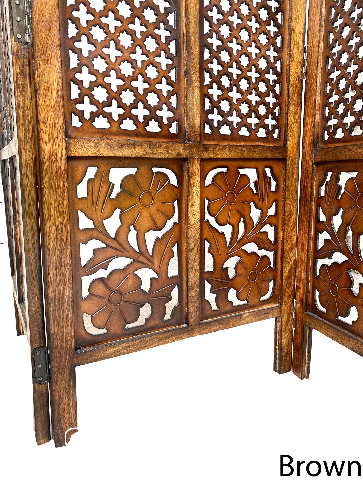 Mid-Century Modern Wood Folding Divider: Handmade Partition Screen