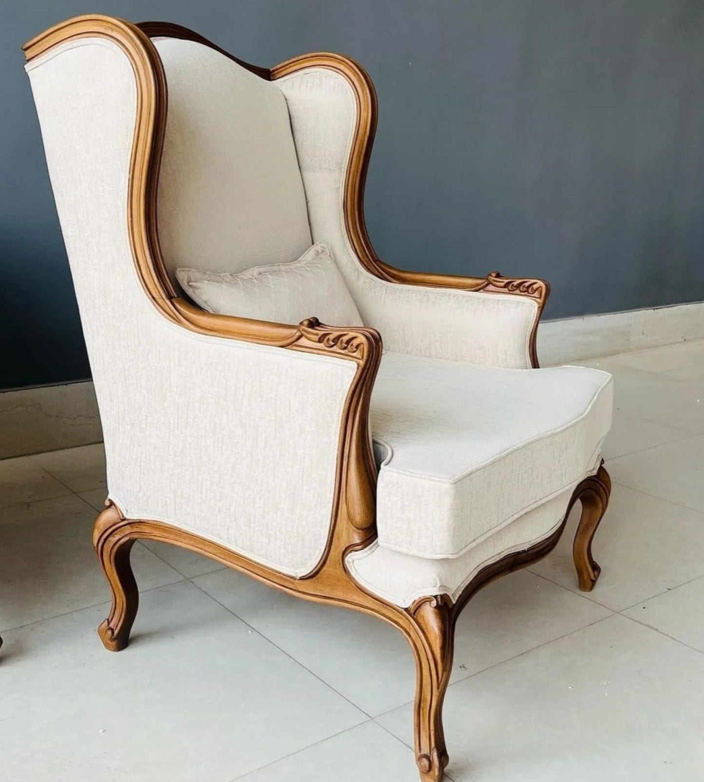 Handmade Mid-Century Armchair: Italian Design Wooden Reading Chair (Set of 2)