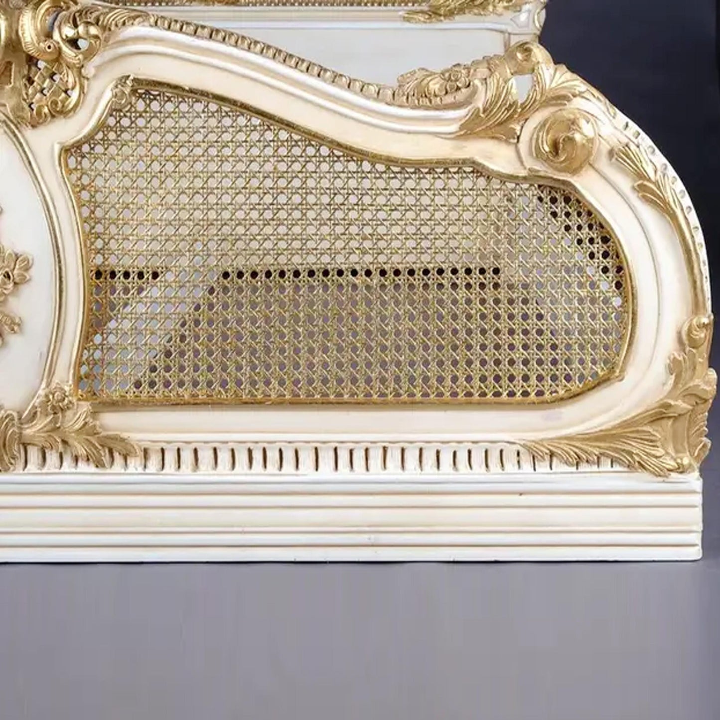 Handmade Teak Wood Bed Frame: Cane Knitted Bohemian Low Post