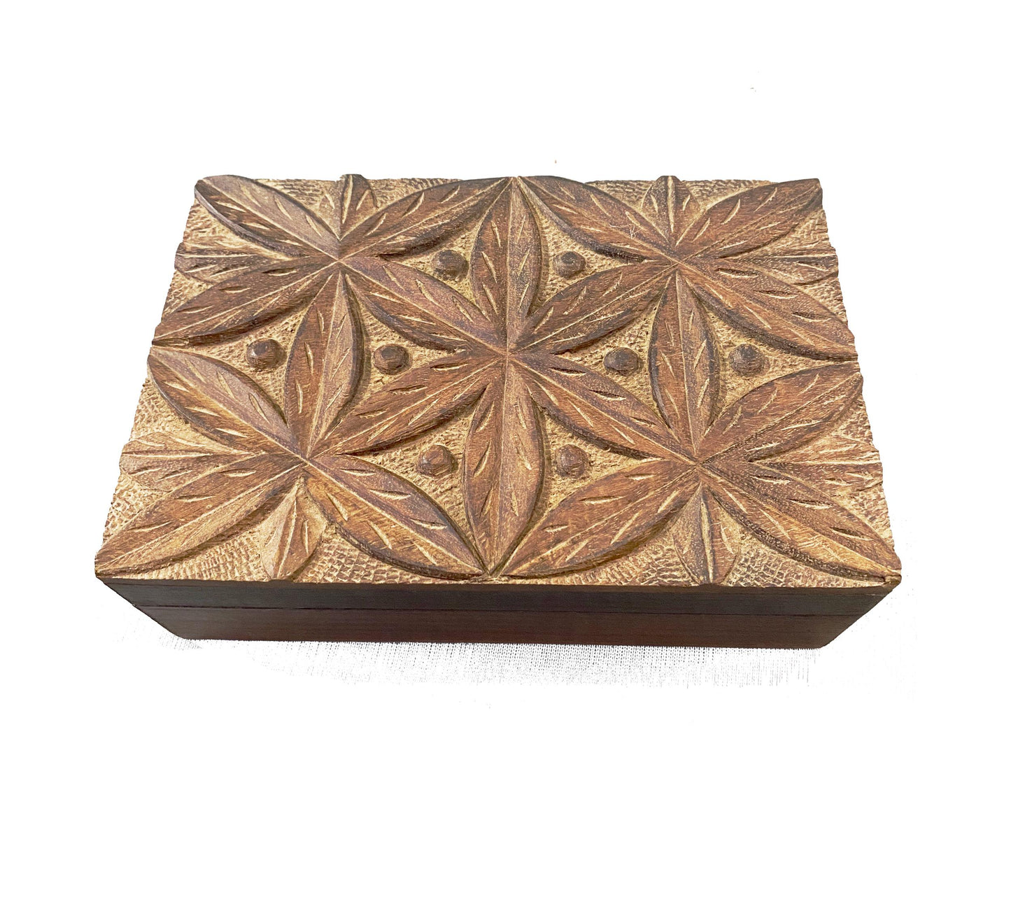 Handmade Wood Carving Box: Mid-Century Jewelry Box