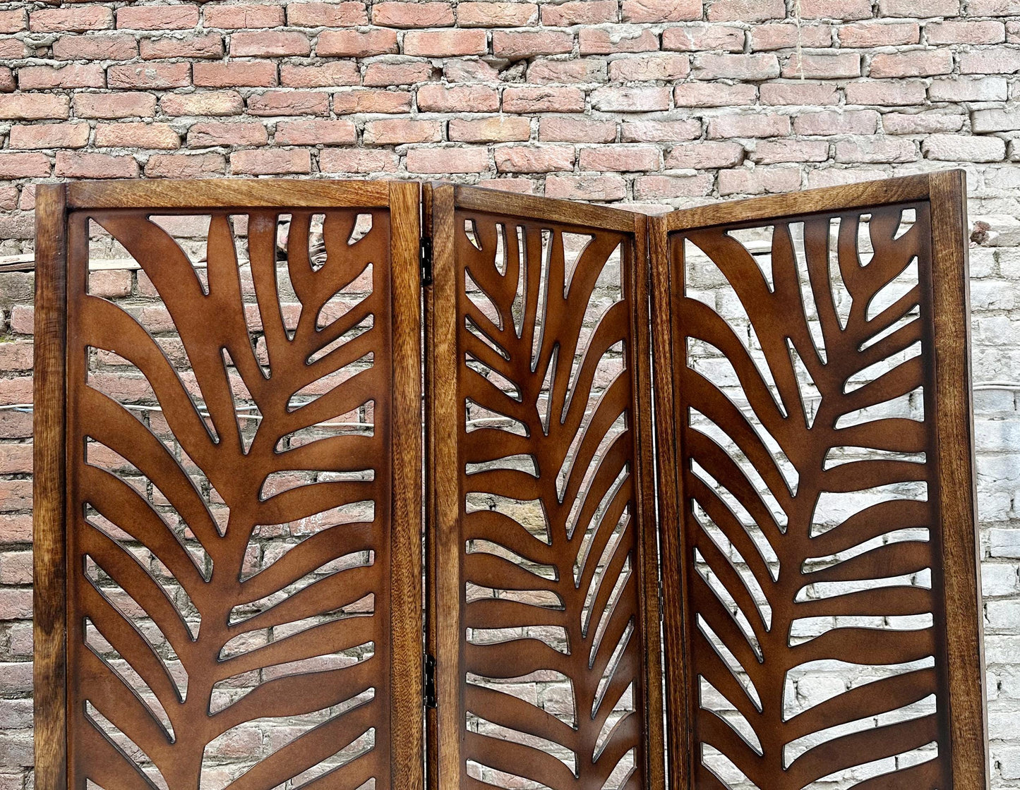 Mid century Big Leaf Design Wooden Folding Divider, Partition, Handmade Self standing separator