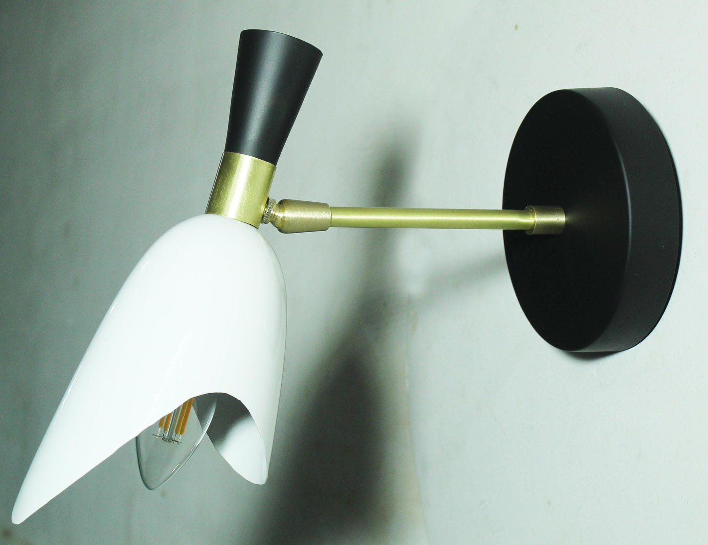 Handmade Italian Brass Wall Sconce: Mid-Century Modern Light Fixture