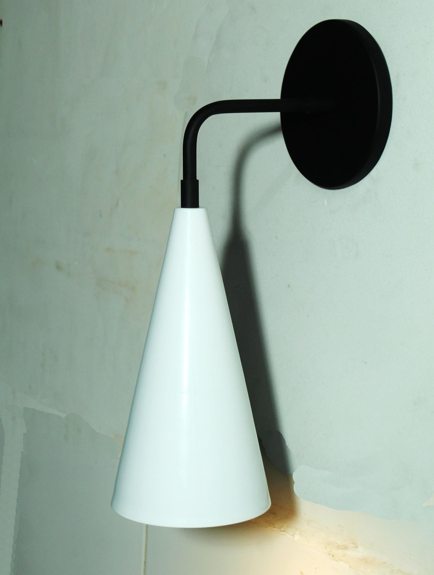 Handmade Italian Cone Wall Sconce: Mid-Century Modern Brass Shade