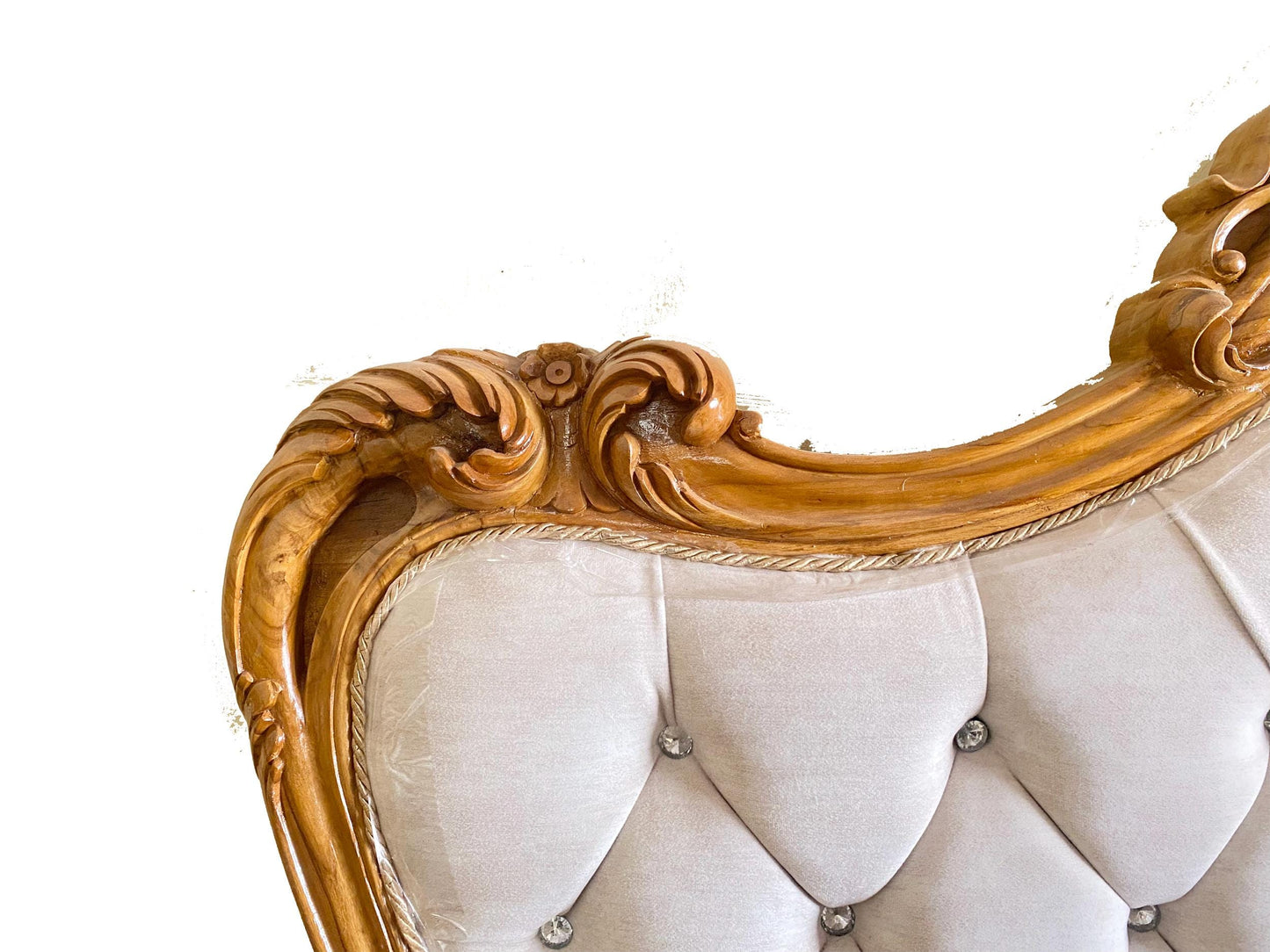 Handmade 20th Century Rococo Headboard, King/Queen French Louis XV wooden headboard and footboard