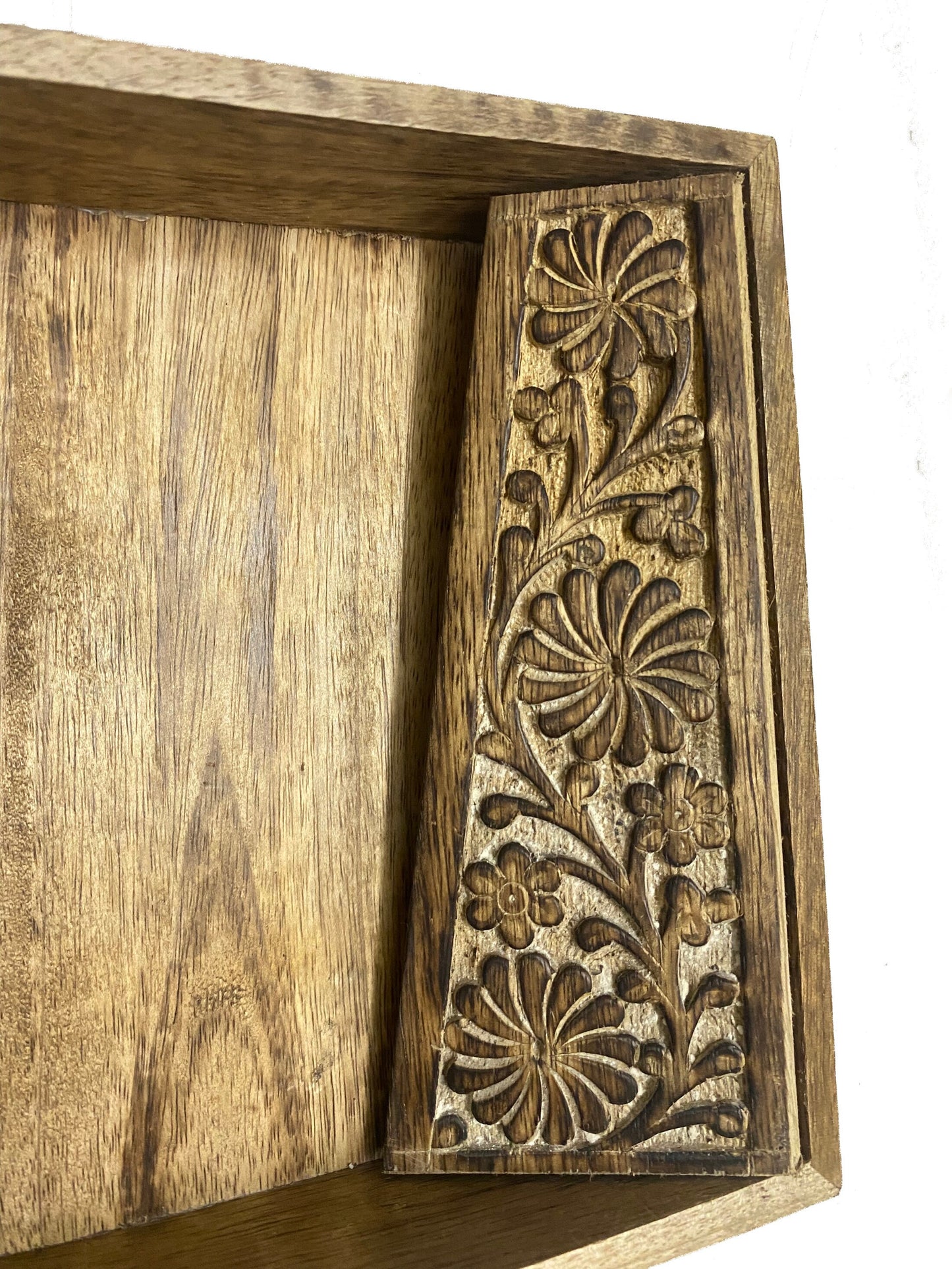 wood carved Tray for napkins, handmade Wooden Napkin holder coffee table décor