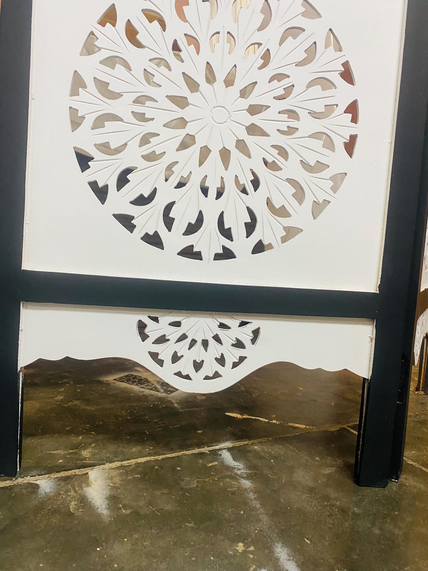 Mid century Matte white & black Wooden Folding Divider, Partition, Handmade Self standing screen