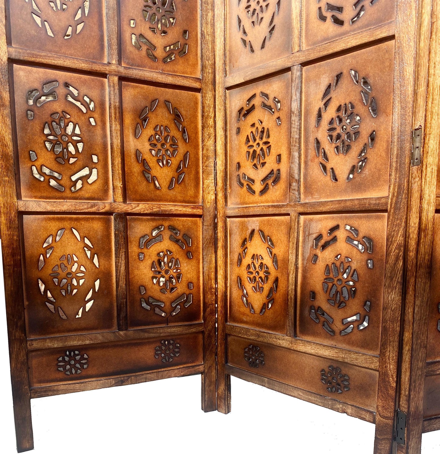 Mid century Design Round top Design Wooden Folding Divider, Partition, Handmade Self standing separator