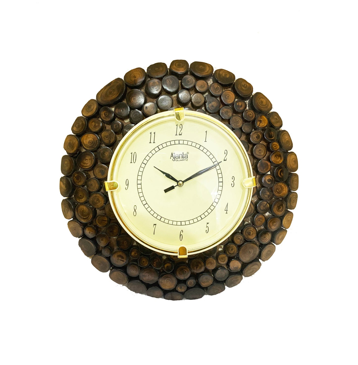 Handmade Wooden Round Wall Clock: Mid-Century Modern Design