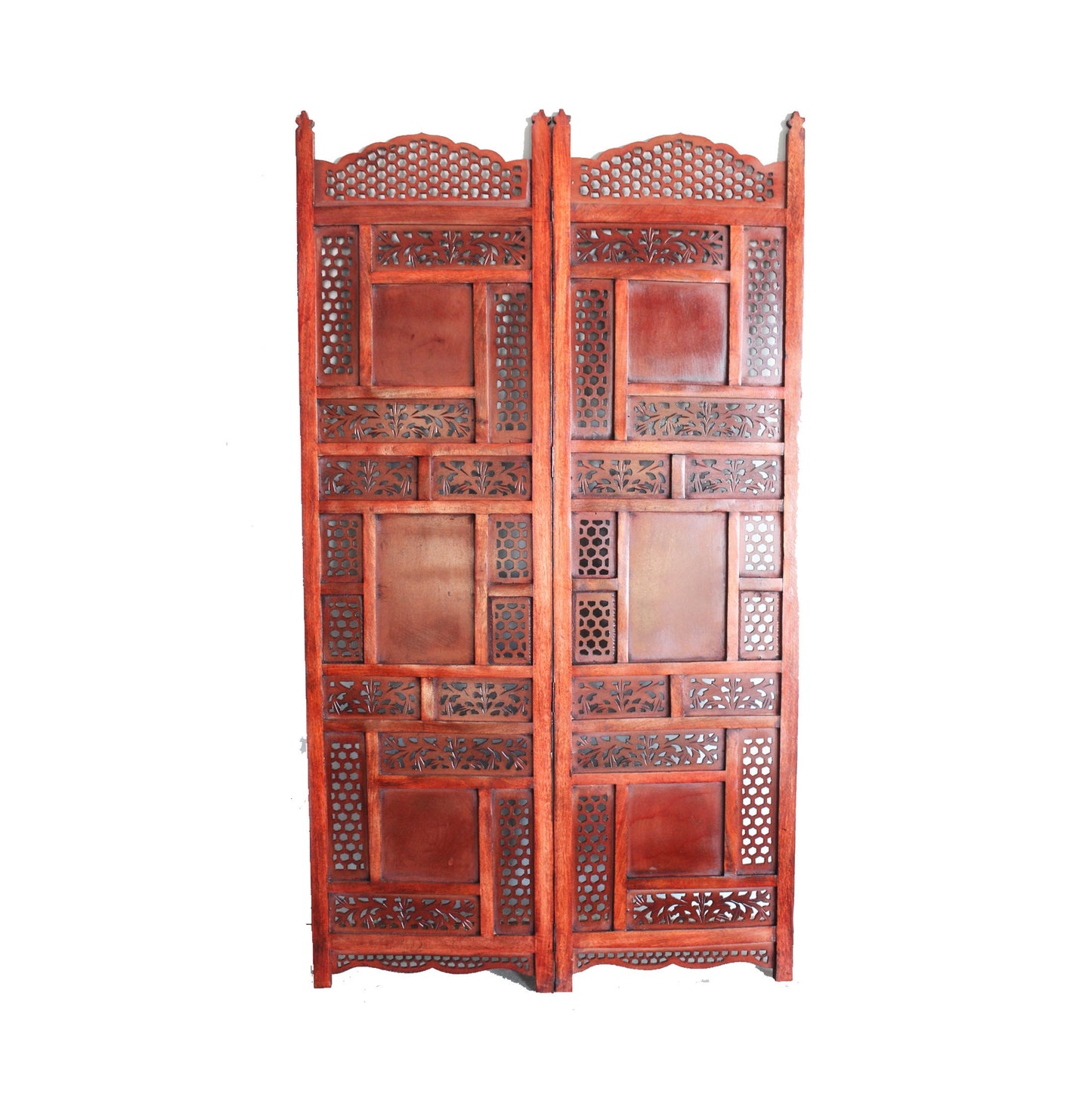 Mesh and block Style Wooden Folding Divider, Partition, Handmade Self standing separator