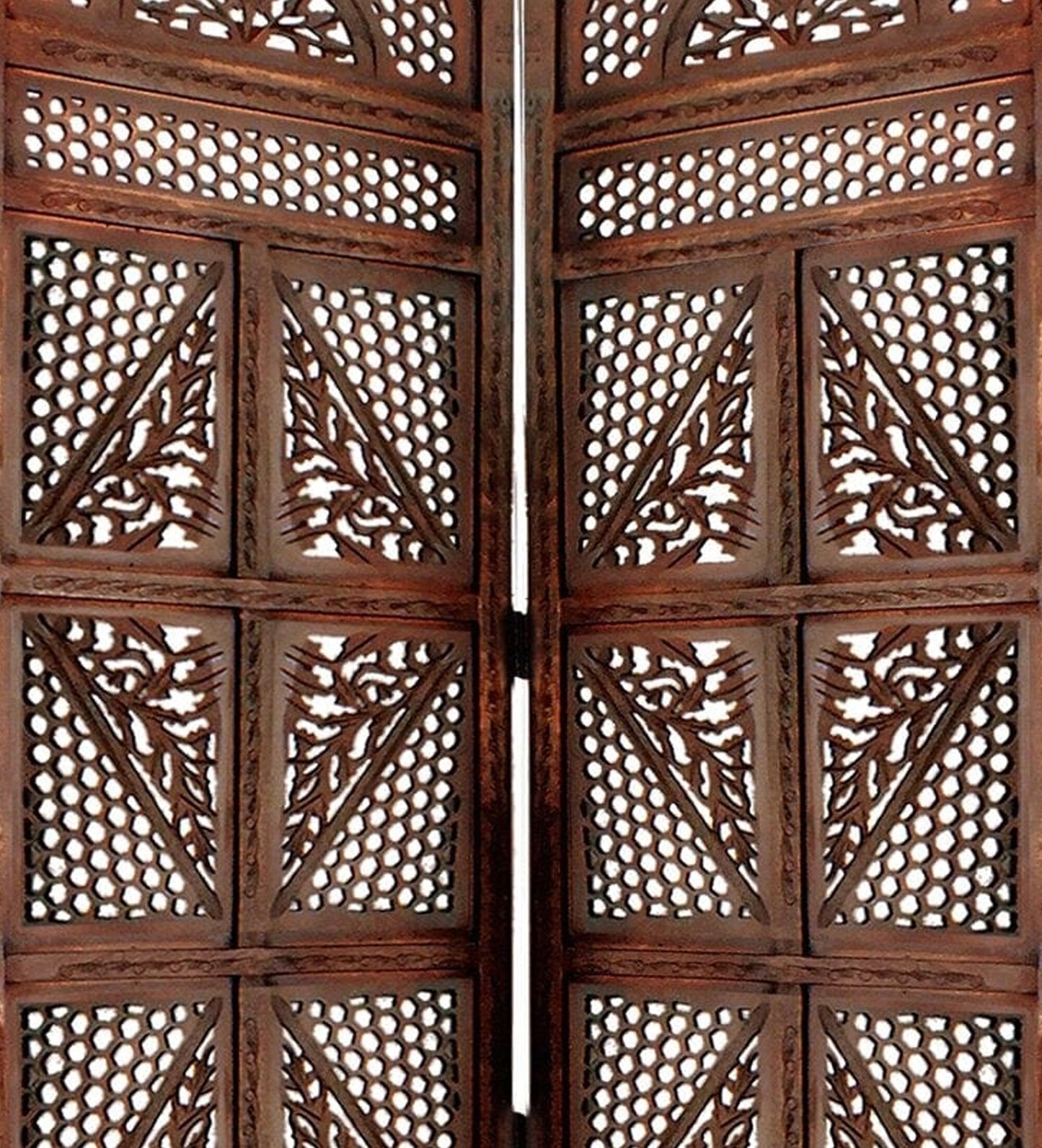 Mid-Century Modern Wooden Folding Room Divider - Handmade Partition