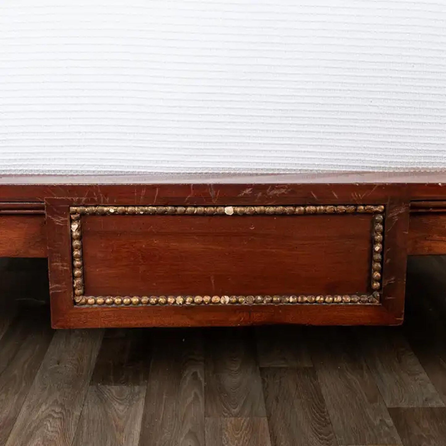Giltwood Tufted Queen Bed Frame: 19th Century Italian Empire Style