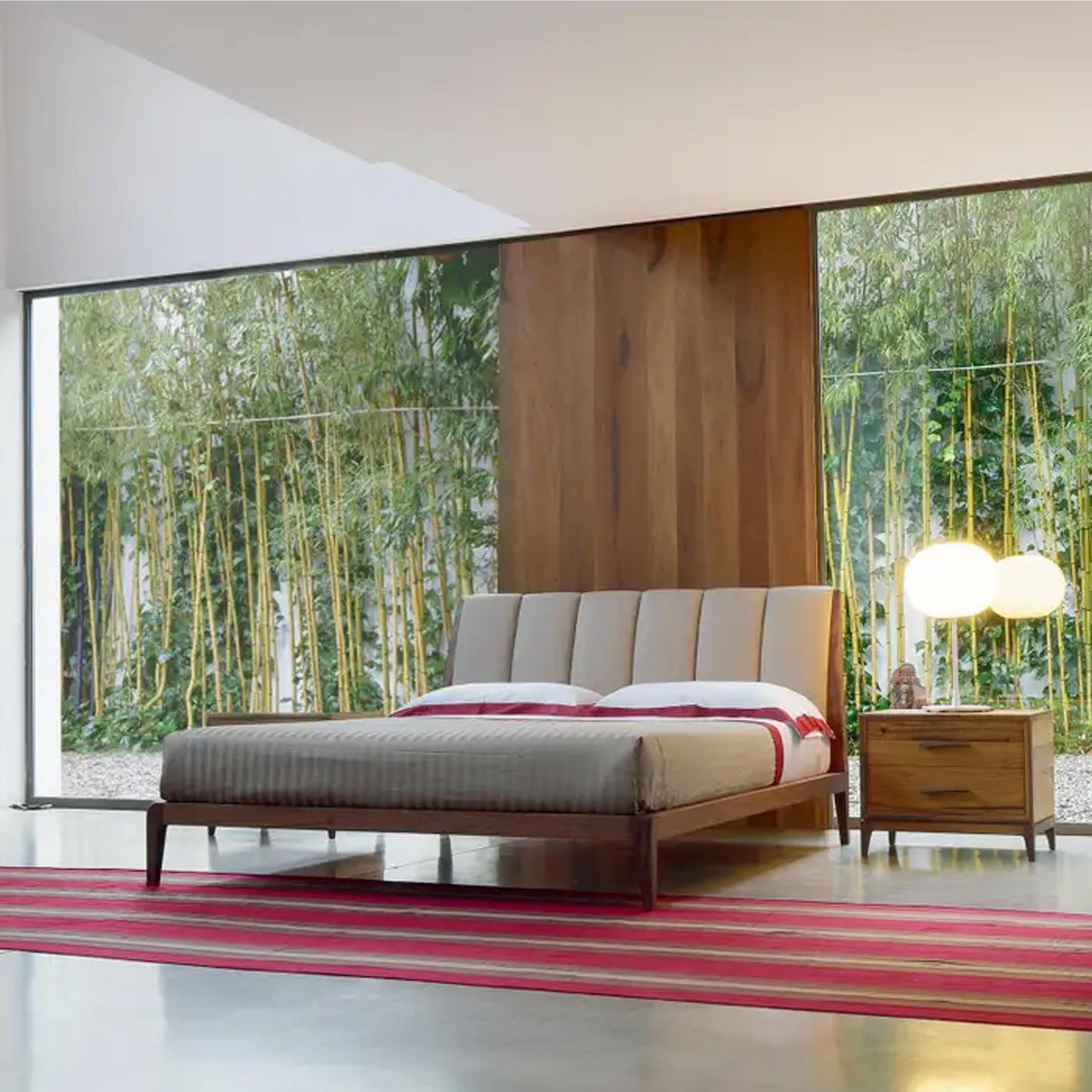 Handmade Solid Wood Upholstered Bed Frame: Bohemian Low Post Design