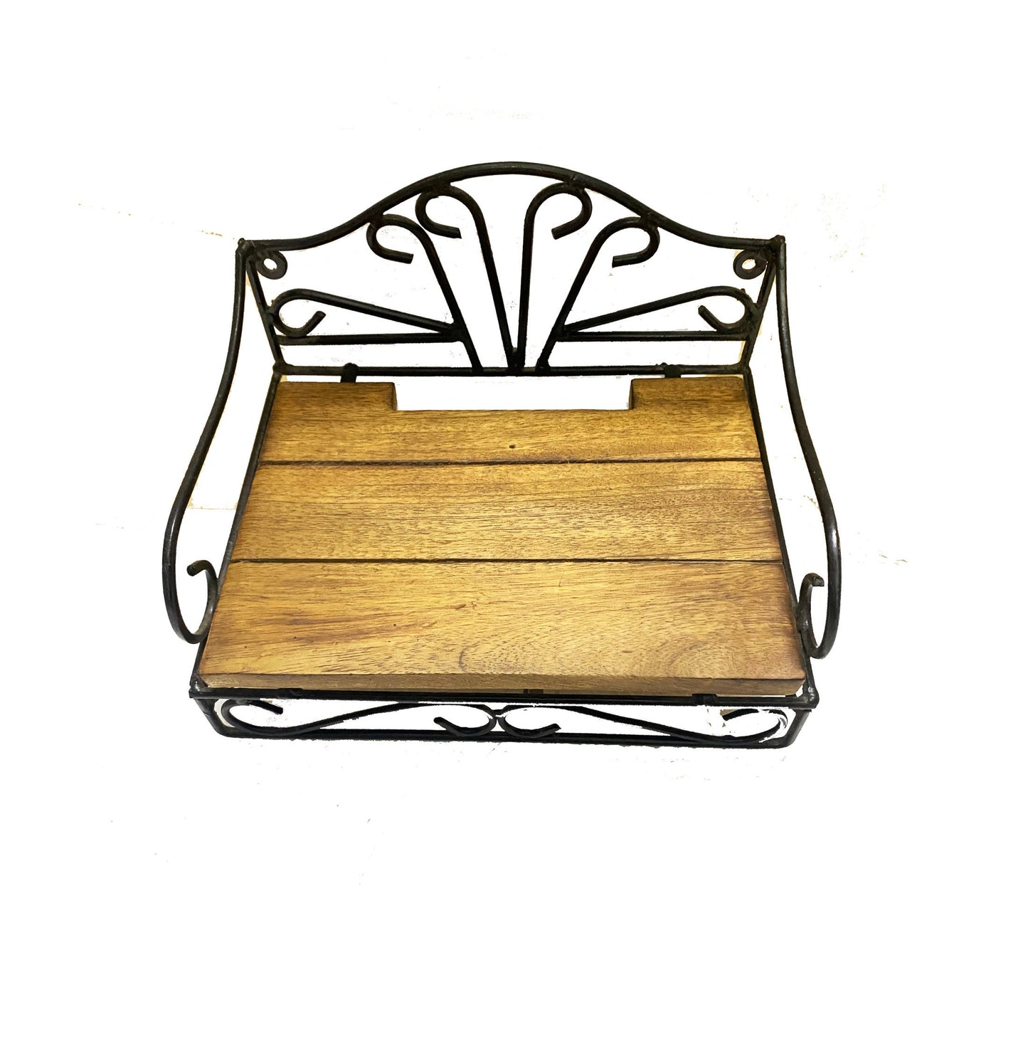 Mid century Wall shelf, handmade wood iron small wall bracket hanging fixture