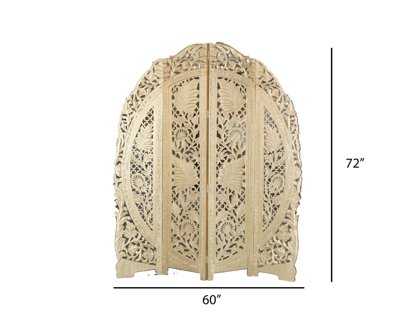 Mid Century Modern Floral Wood Folding Room Divider: Handmade Screen