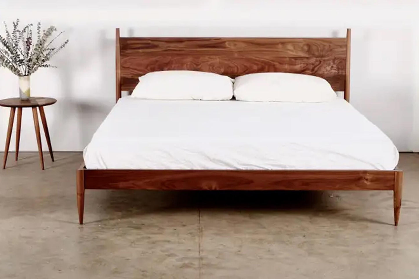 Handmade Mid-Century Modern Bed Frame: Solid Wood, Bohemian Rococo Style