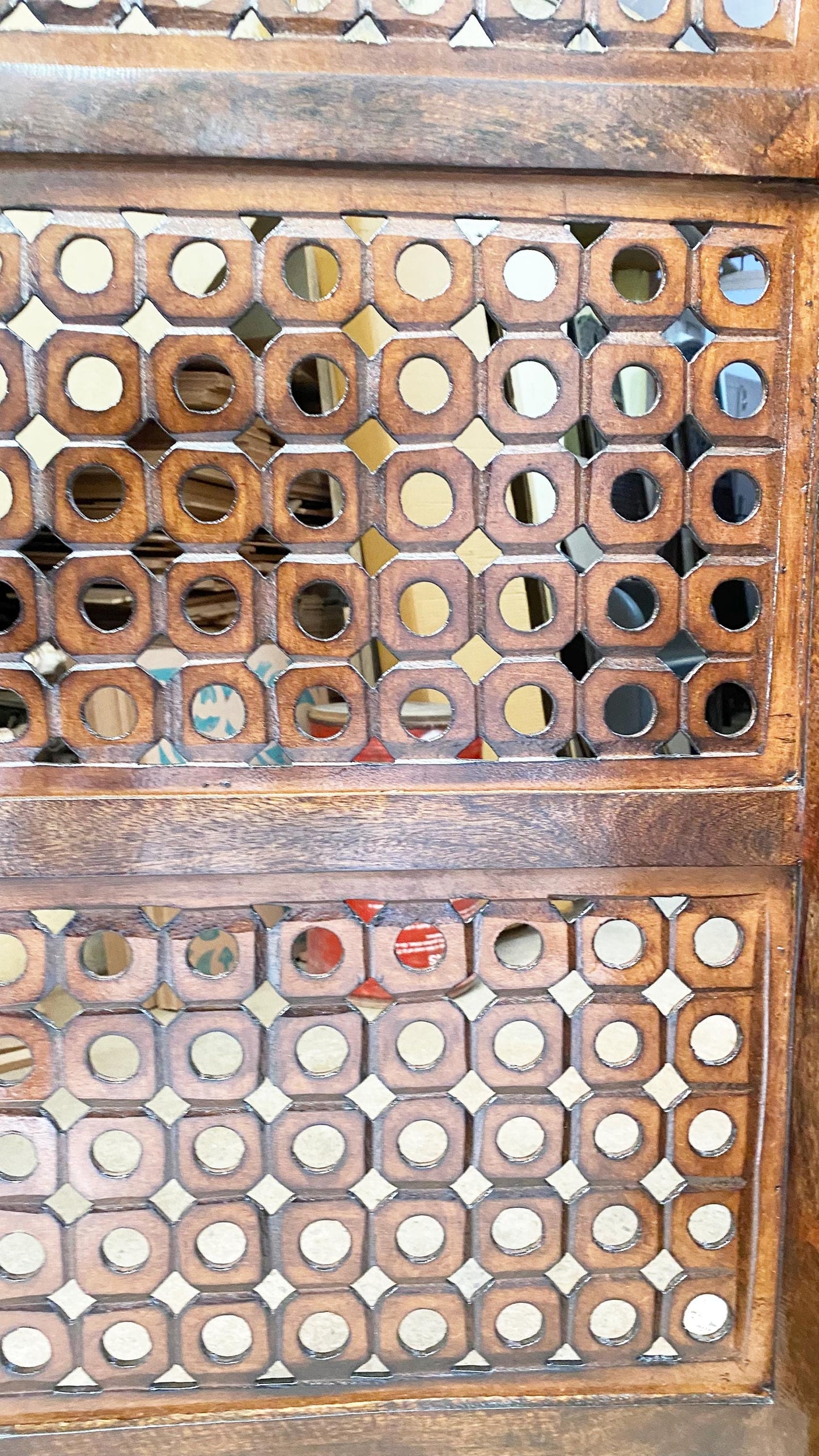 Handmade Wooden Folding Divider: Semi Block Design, 7 ft Tall