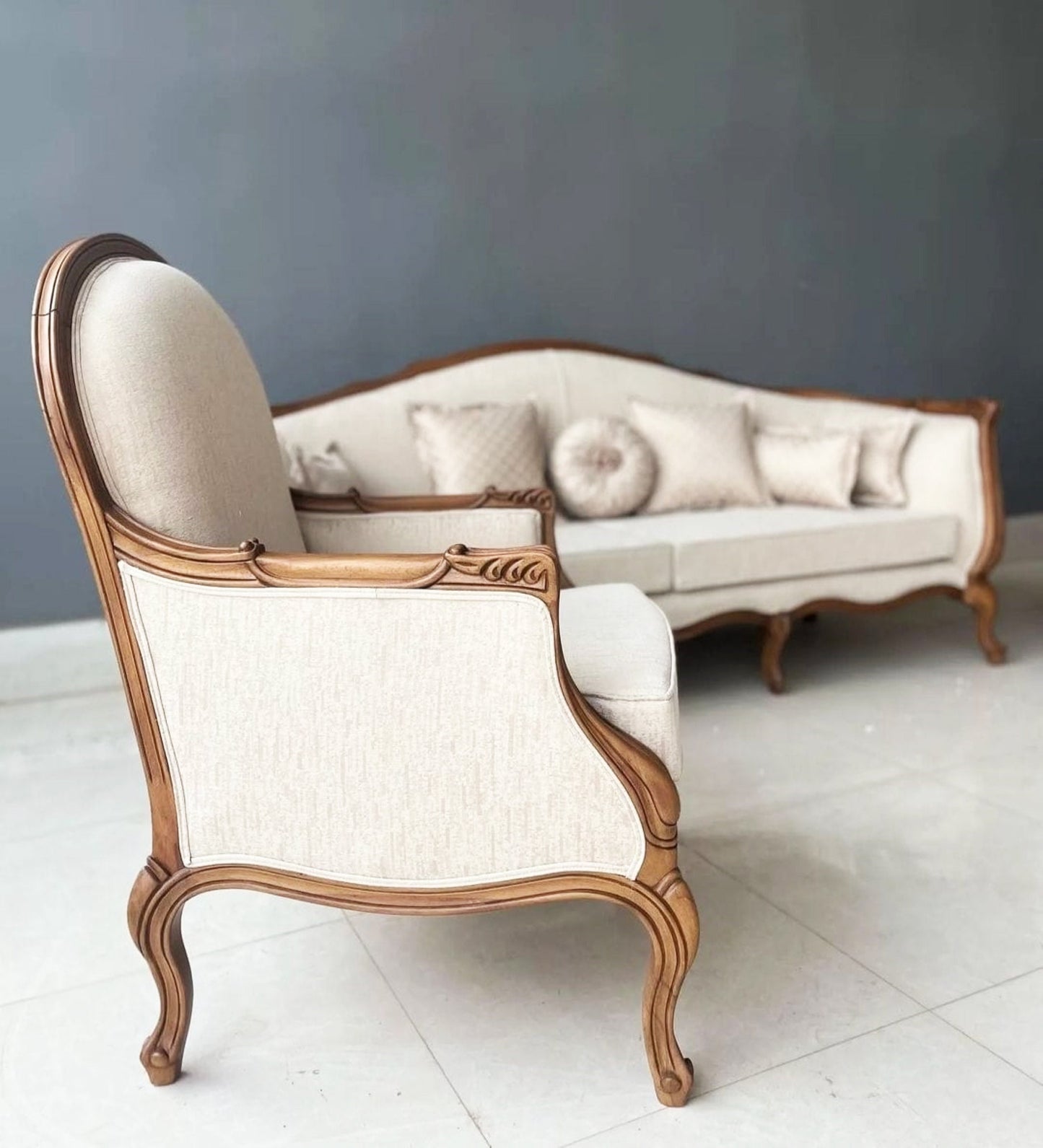 Handmade Mid-Century Armchair: Italian Design Wooden Reading Chair (Set of 2)