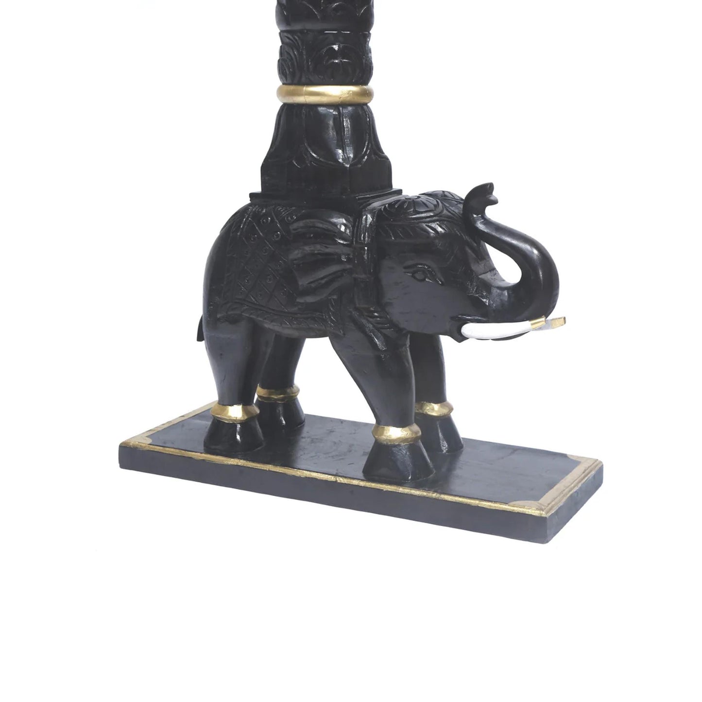 Handmade Teak Wood Swing: Elephant Carving, Brass Chain, Customizable