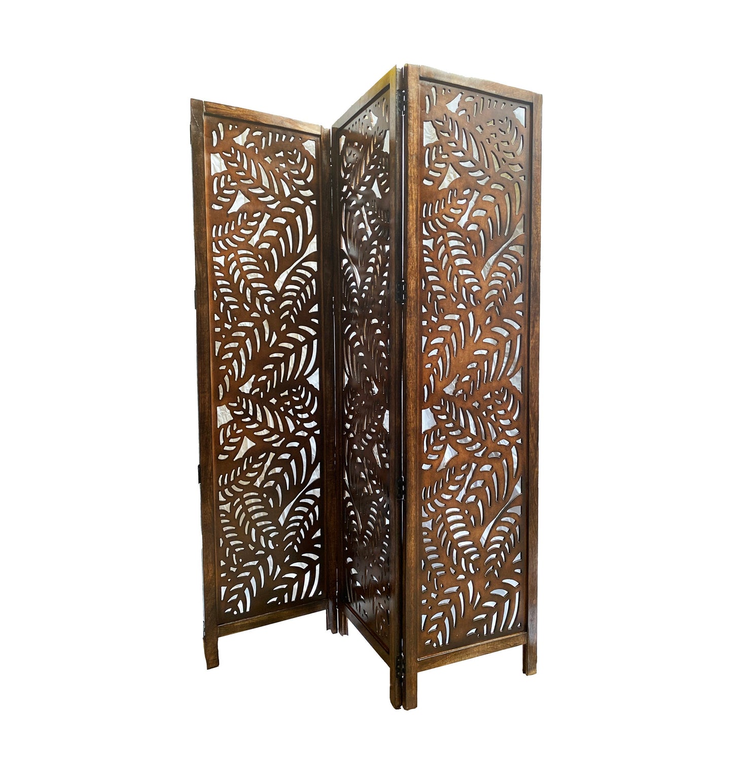 Leaves Design Wooden Folding Divider, Partition, Handmade Self standing separator