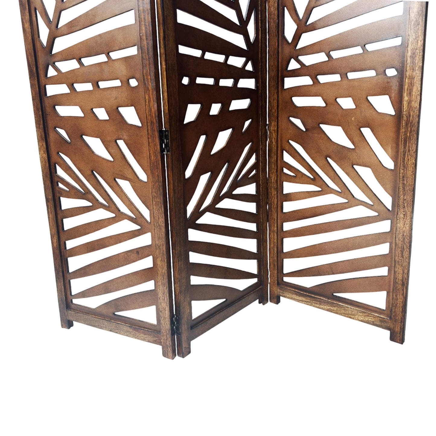 Mid century Big multi Leaf Design Wooden Folding Divider, Partition, Handmade Self standing separator