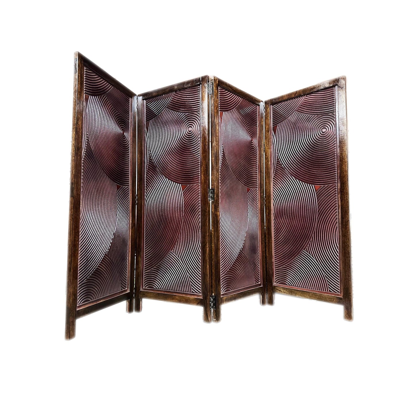 Mid-Century Modern Walnut Room Divider: Handmade Wooden Privacy Screen