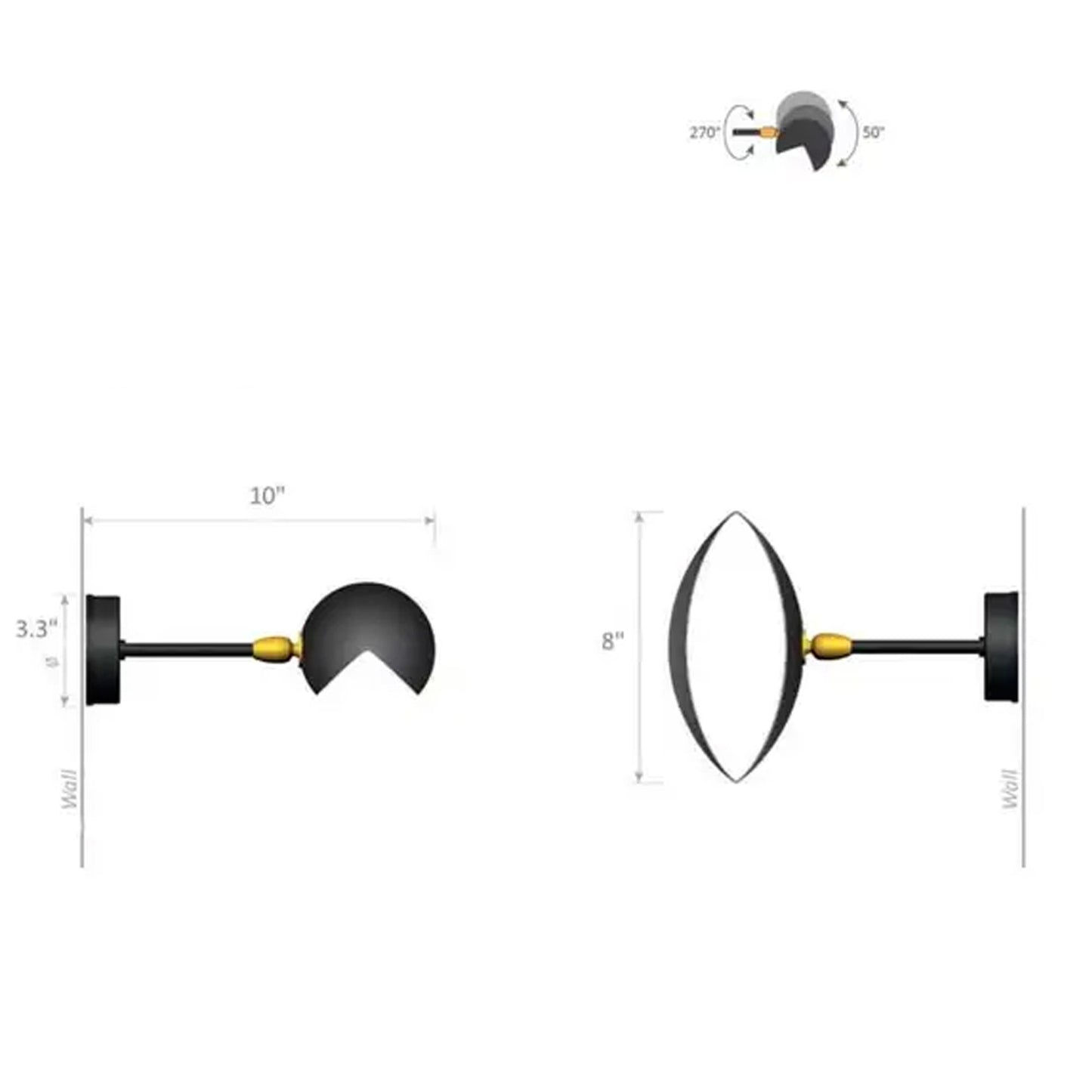 Brass Eye Wall sconce, Handmade Modern Curved disk sconce