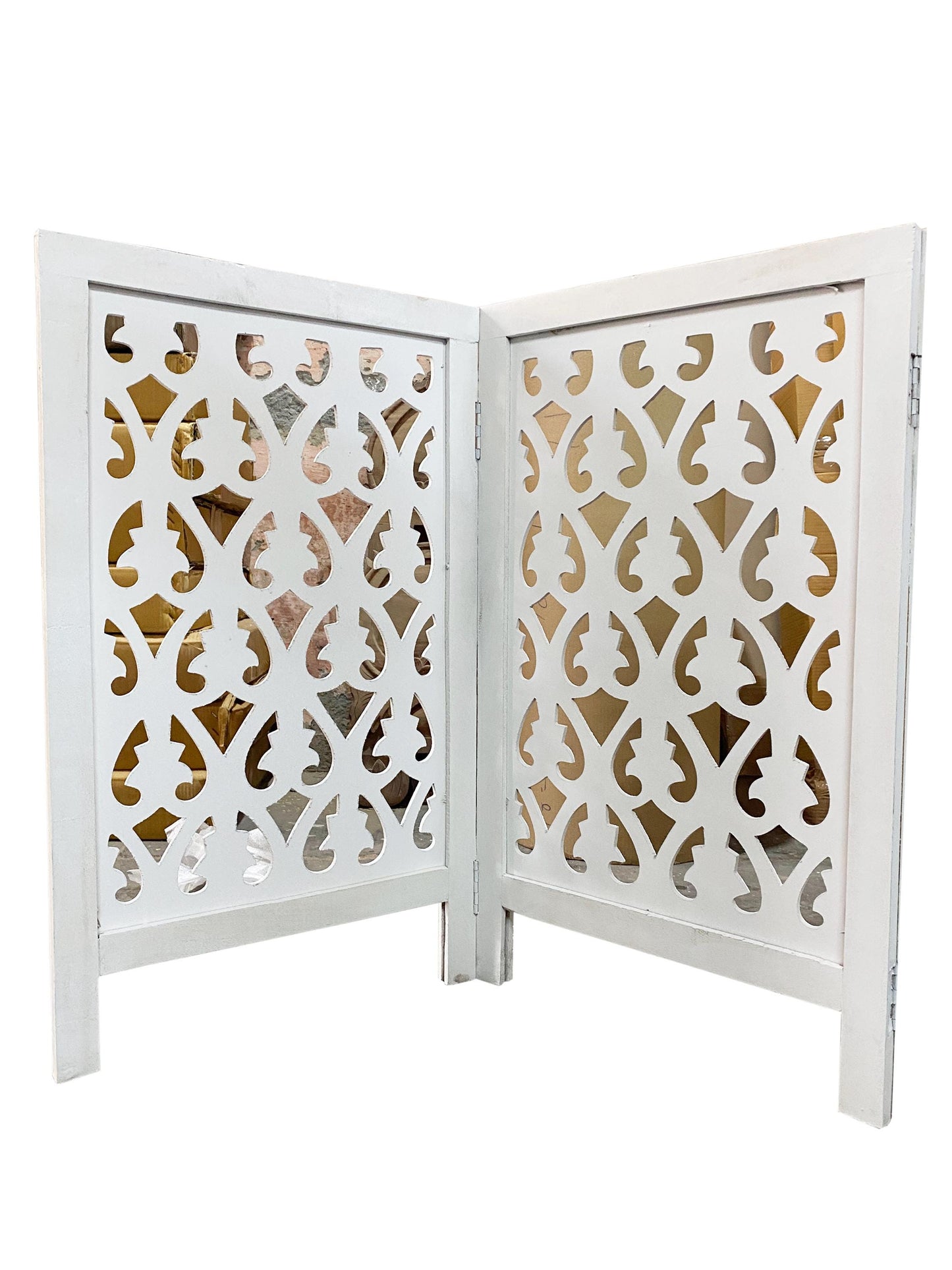 3.5 feet height Leaves Design Wooden Folding Divider, Partition, Handmade Self standing separator