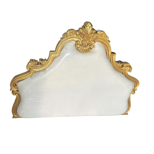 Wooden Large Gilt Wood King/Queen Headboard, 20th Century Gold Handmade Rococo Headboard