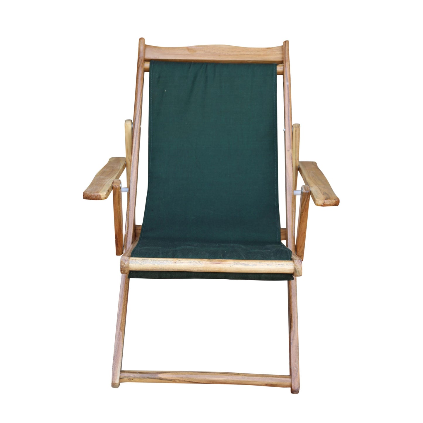 Handmade Teak & Maroon Fabric Folding Chair: Mid-Century Rococo Style