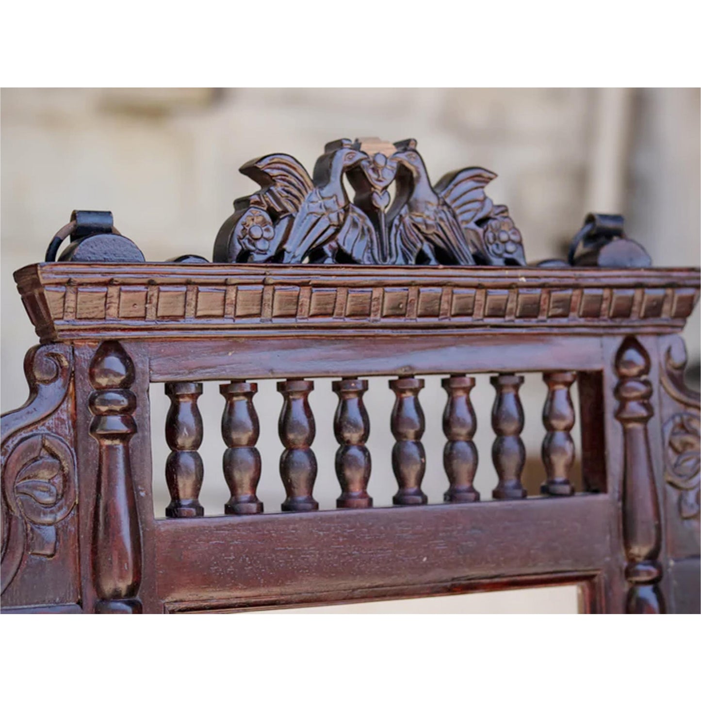 Handmade Wooden Wall Mirror with Storage: Carved Wood Decor