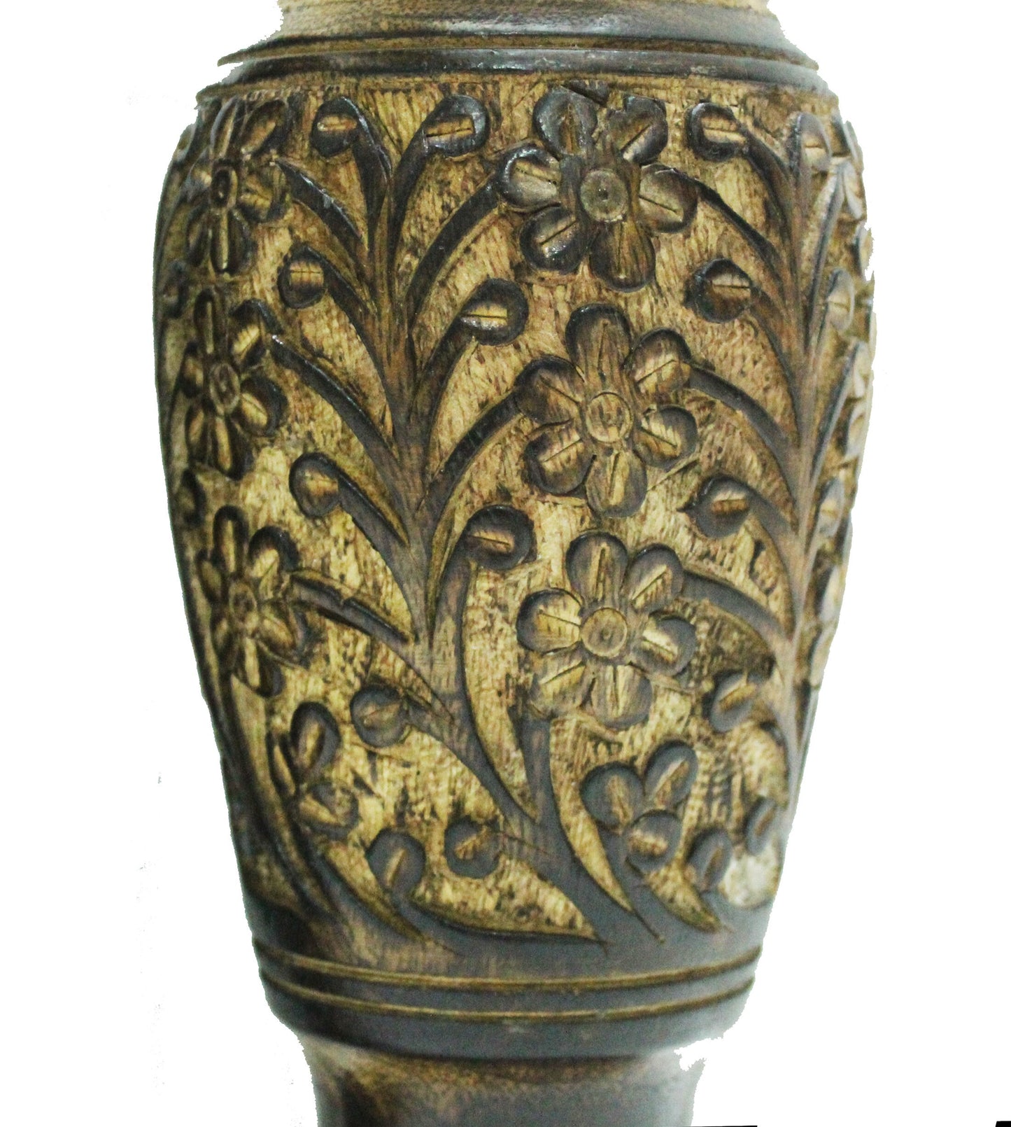 Wooden carved Flower Vase For home décor, Handmade Burned Polished set of 3