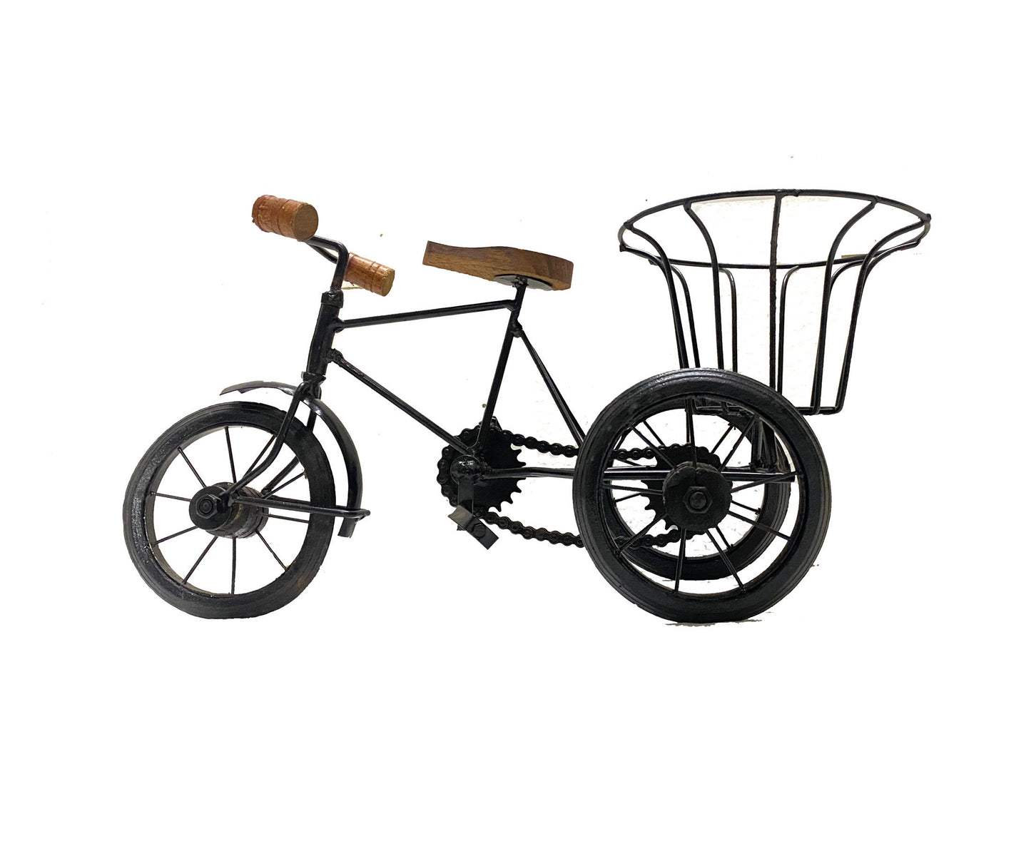 Metal and Wood Tricycle, Small tray or Flower pot, basket home décor