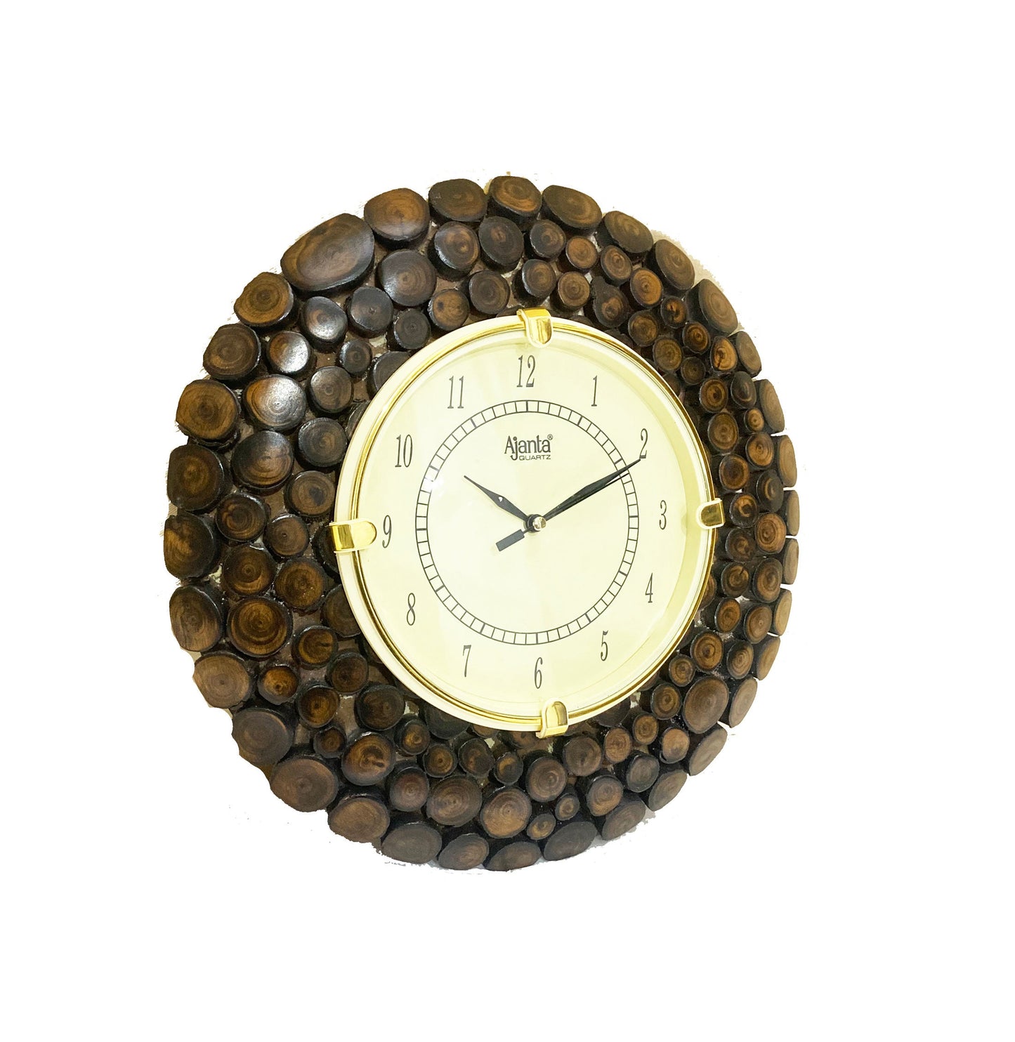 Handmade Wooden Round Wall Clock: Mid-Century Modern Design