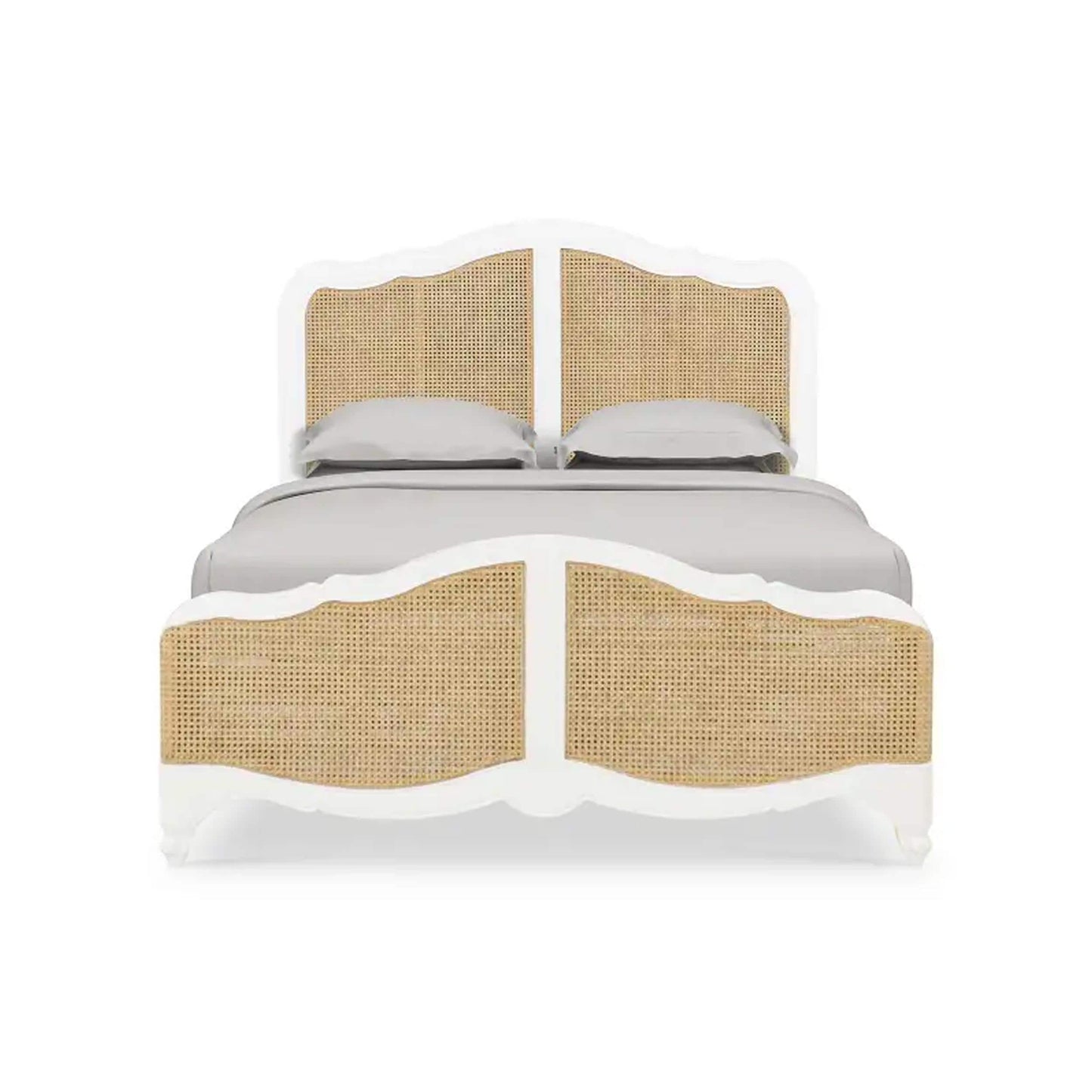 Handmade White Oak & Cane King Bed Frame - Mid Century Modern