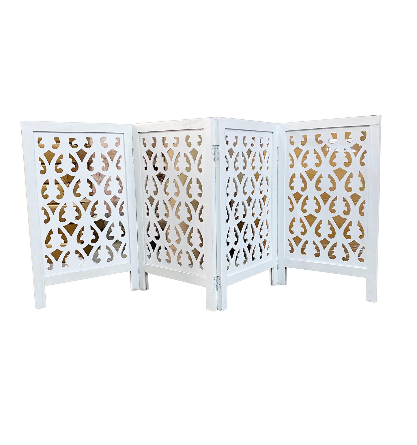 3.5 feet height Leaves Design Wooden Folding Divider, Partition, Handmade Self standing separator