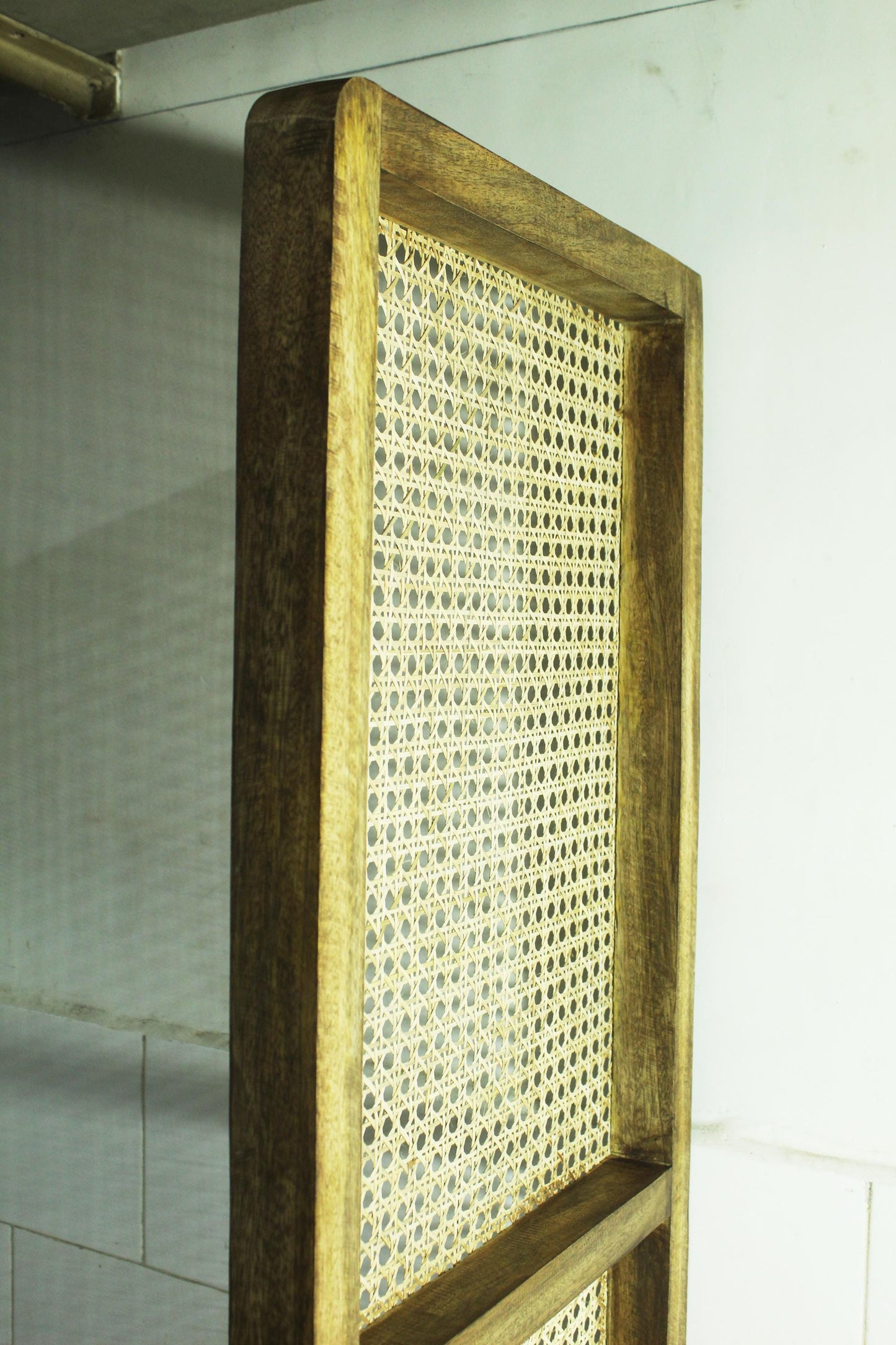 Mid century Rattan Panel, Solid Wood Cane Room Divider, Wood Partition, Slatted Room Divider Custom size also available