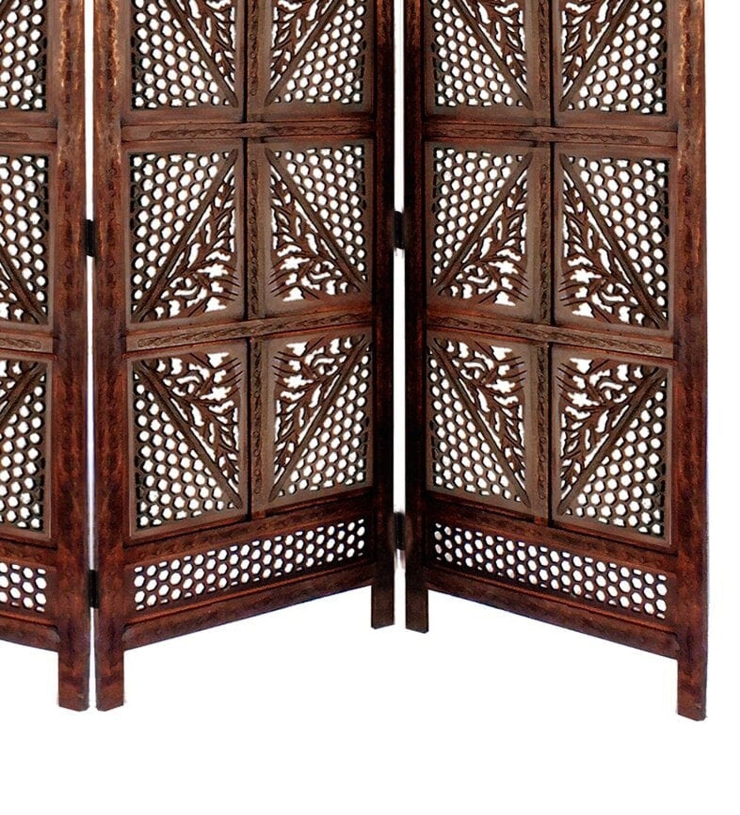 Mid-Century Modern Wooden Folding Room Divider - Handmade Partition