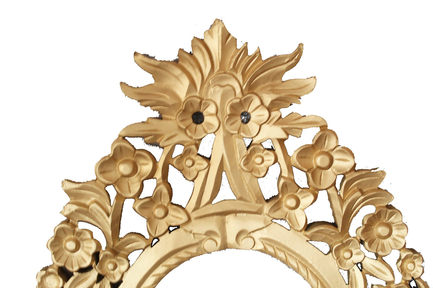 Wooden Carved Mirror Frame Wall hanging Fixture, Mid century Gold Color Frame