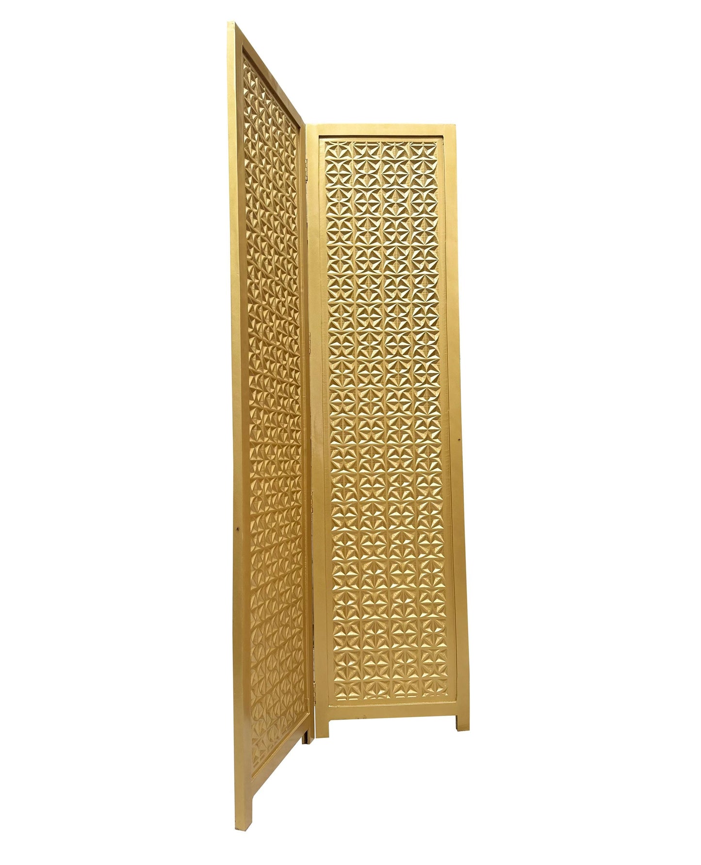 Mid-Century Modern Wooden Room Divider: Gold 3D Design Partition