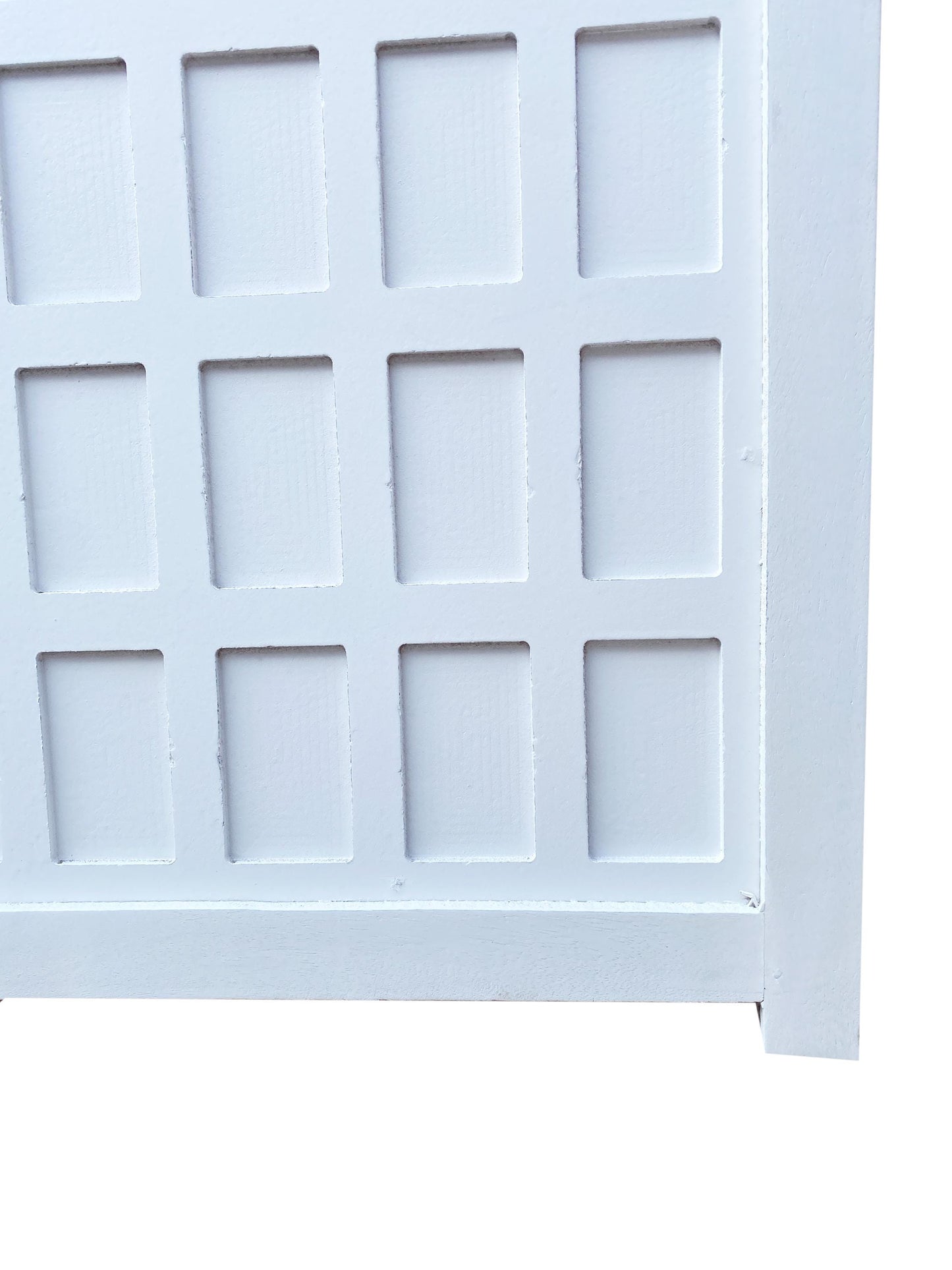 Handmade Wooden Folding Room Divider: White Block Cube Partition